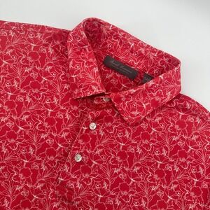Daniel Cremieux Signature Collection Coral Floral Polo‎ Shirt Mens Large